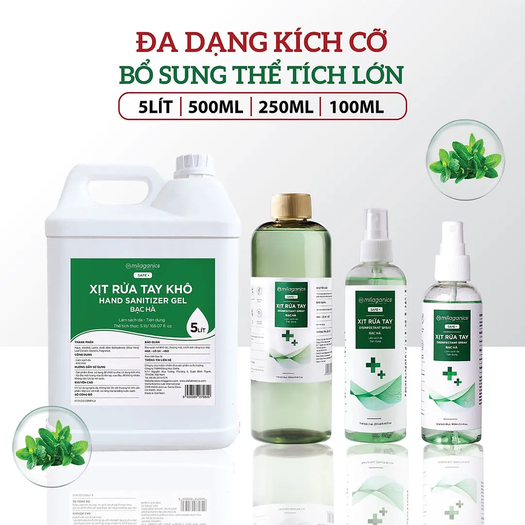 Xịt Rửa Tay Milaganics
