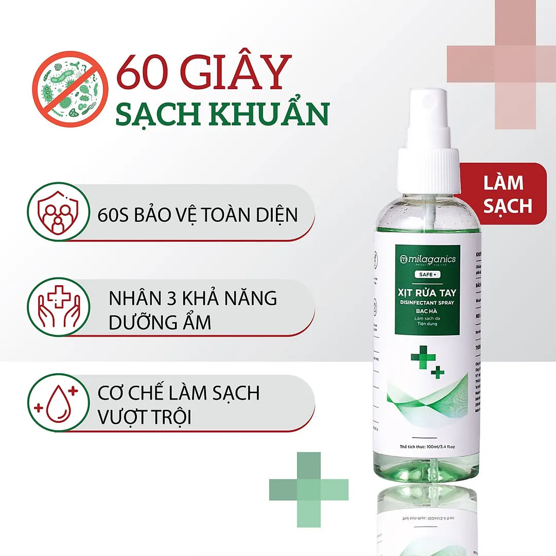 Xịt Rửa Tay Milaganics